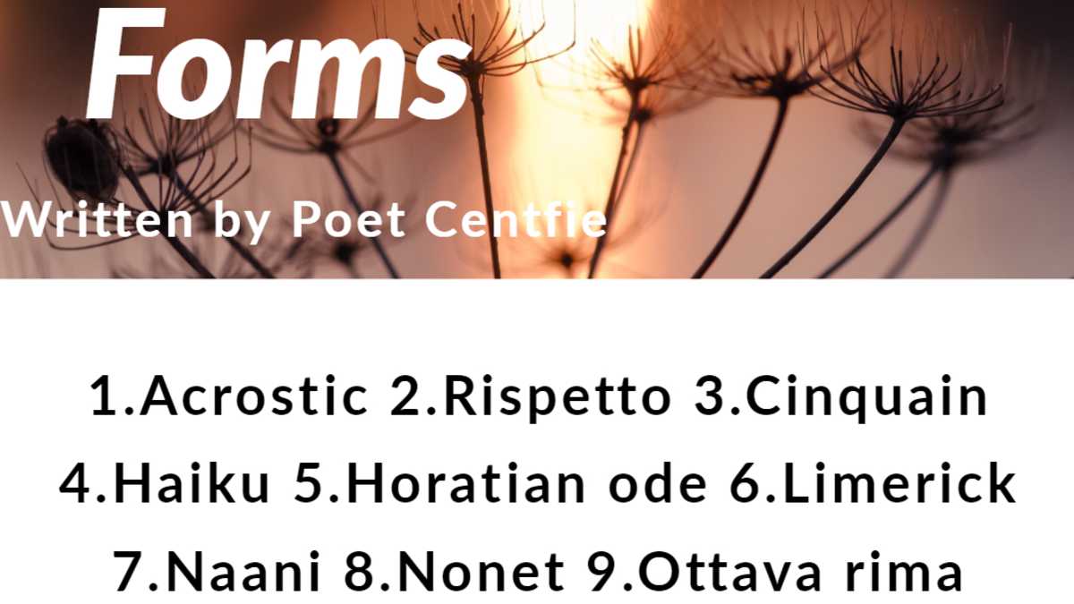 15 Types Of Short Poetic Forms With Examples Owlcation Education