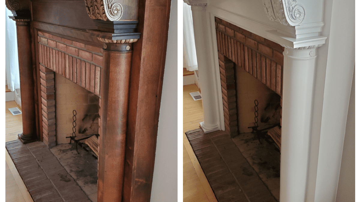 Tips For Painting A Fireplace Mantel, Painting A Wooden Fireplace Surround Black And White