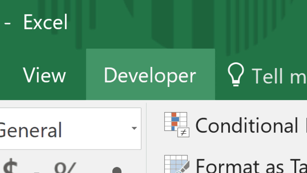 developer tab excel