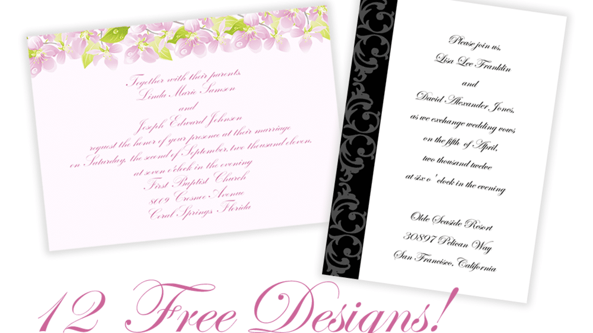 Free Printable Wedding and Commitment Ceremony Invitations - HubPages, image size:1200x675