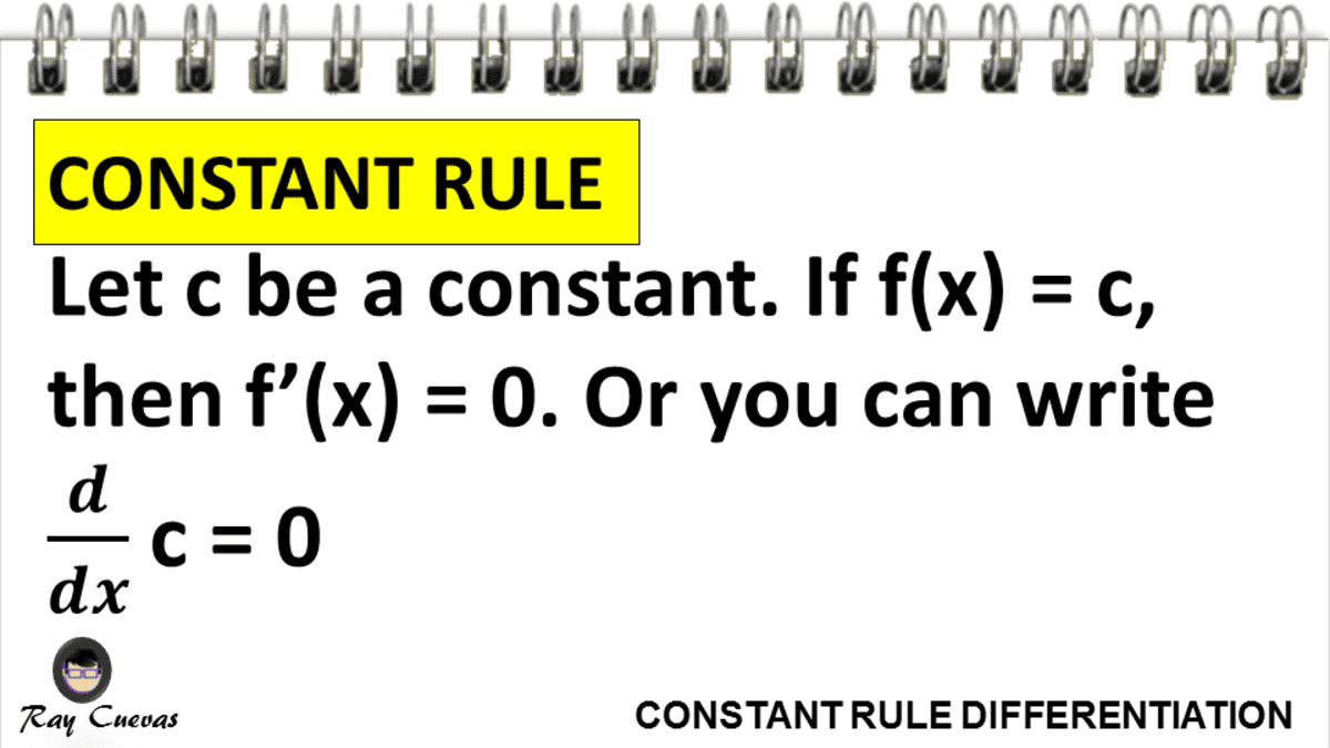 The Derivative Of A Constant With Examples Owlcation