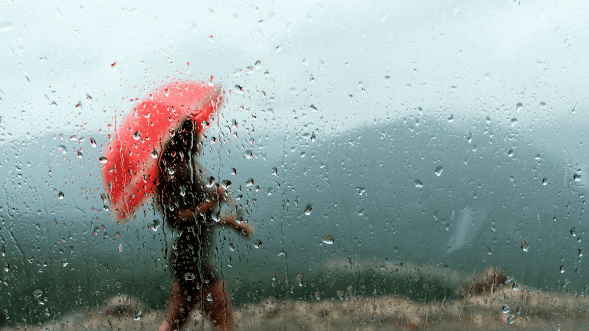 lonely person in rain