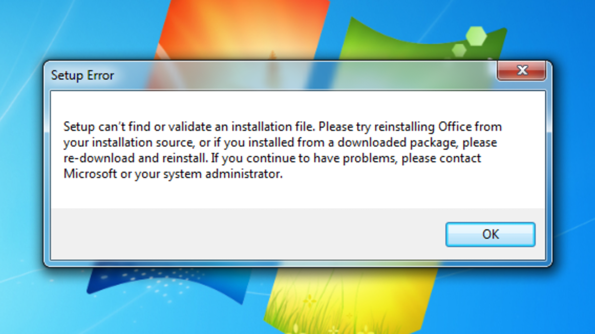 Office Installation Error Setup Can T Find Or Validate An Installation File Hubpages