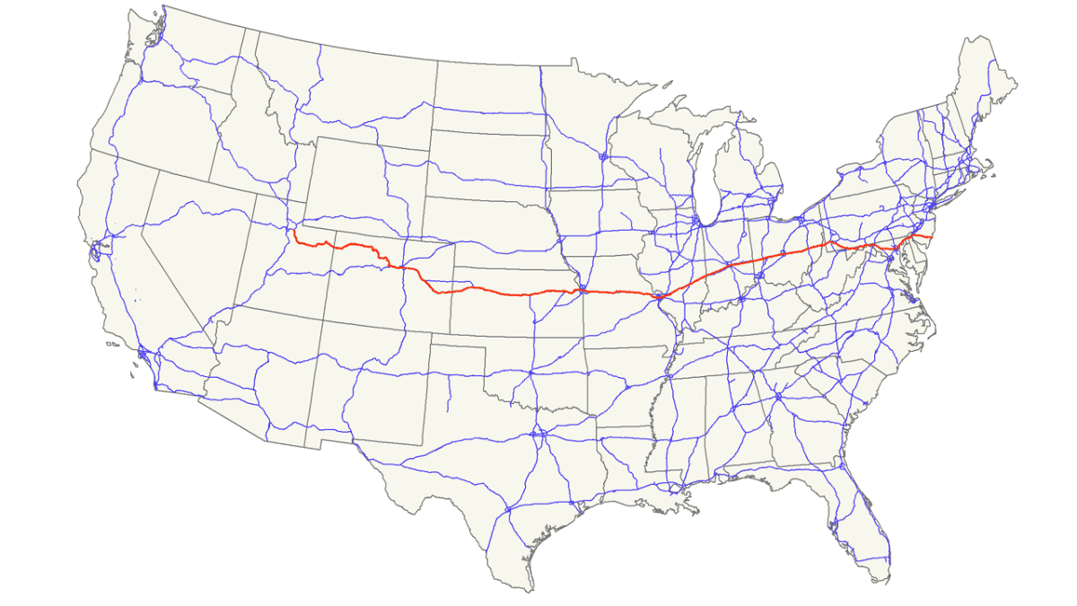 US Highway 40 From New Jersey to Pittsburgh With No Tolls