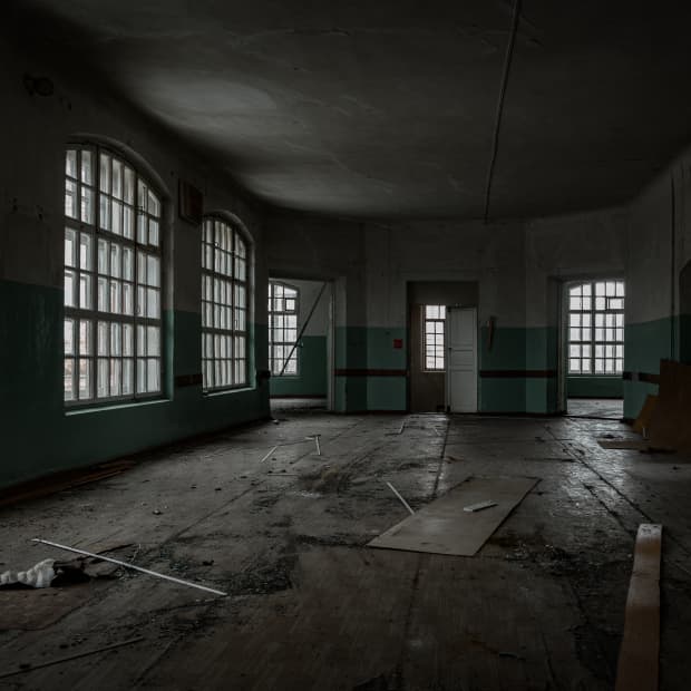 Dark and creepy abandoned mental hospital.