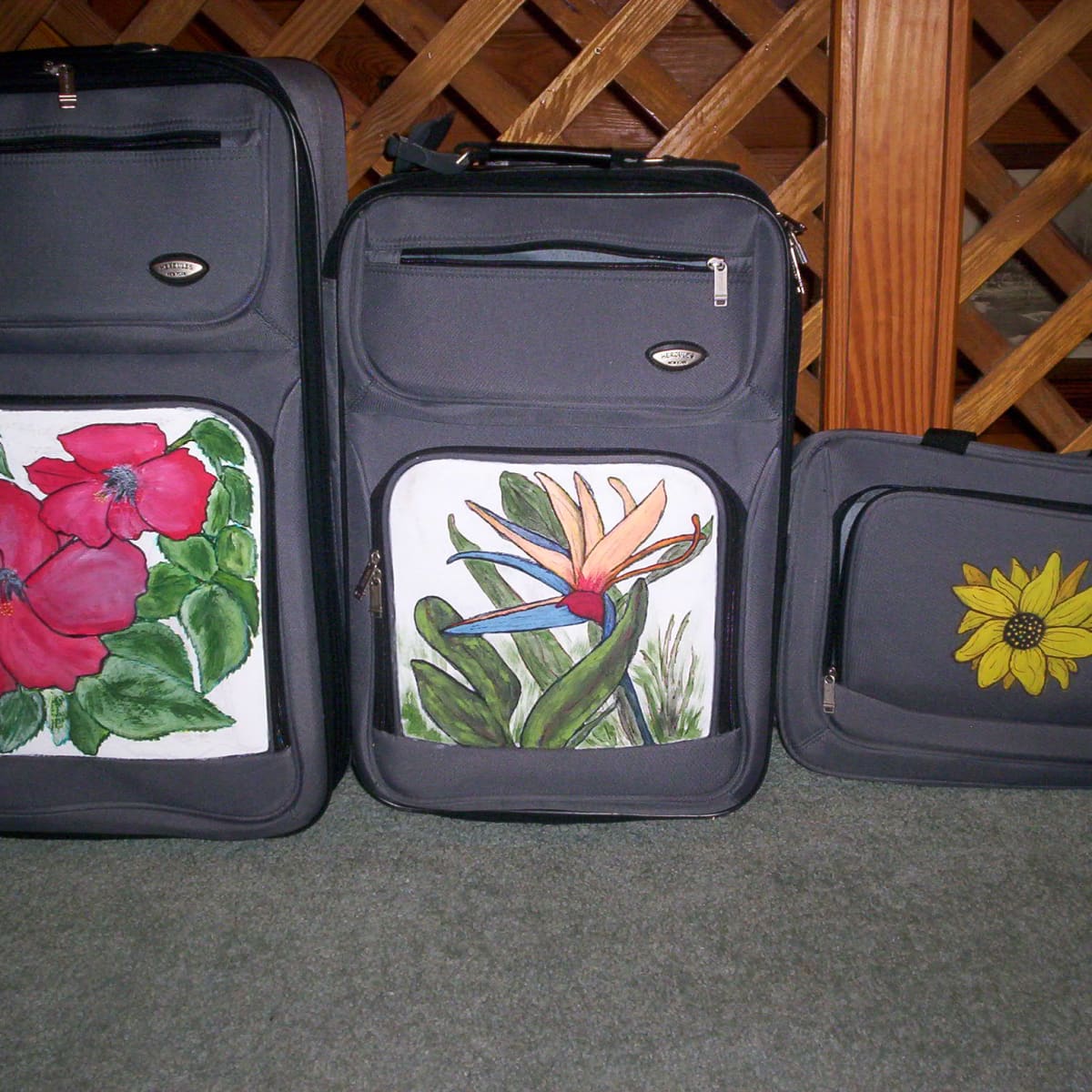 hand painted painted suitcases