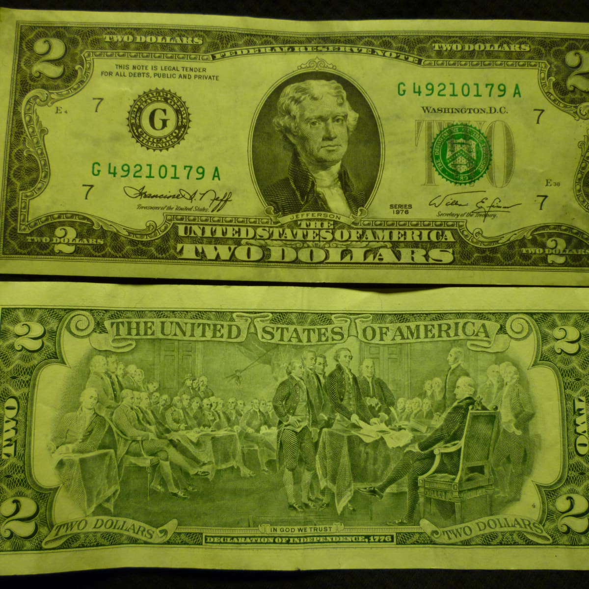 $2 BILL WITH WASHINGTON FACE REAL Money! 
