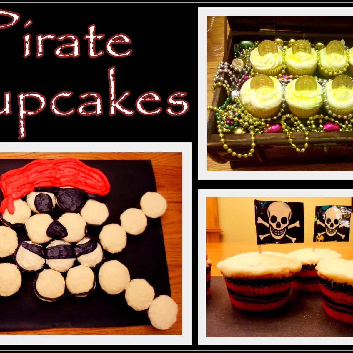 Pirate Theme Map cutlet skull crossbones Edible Cake Topper Wafer or Icing