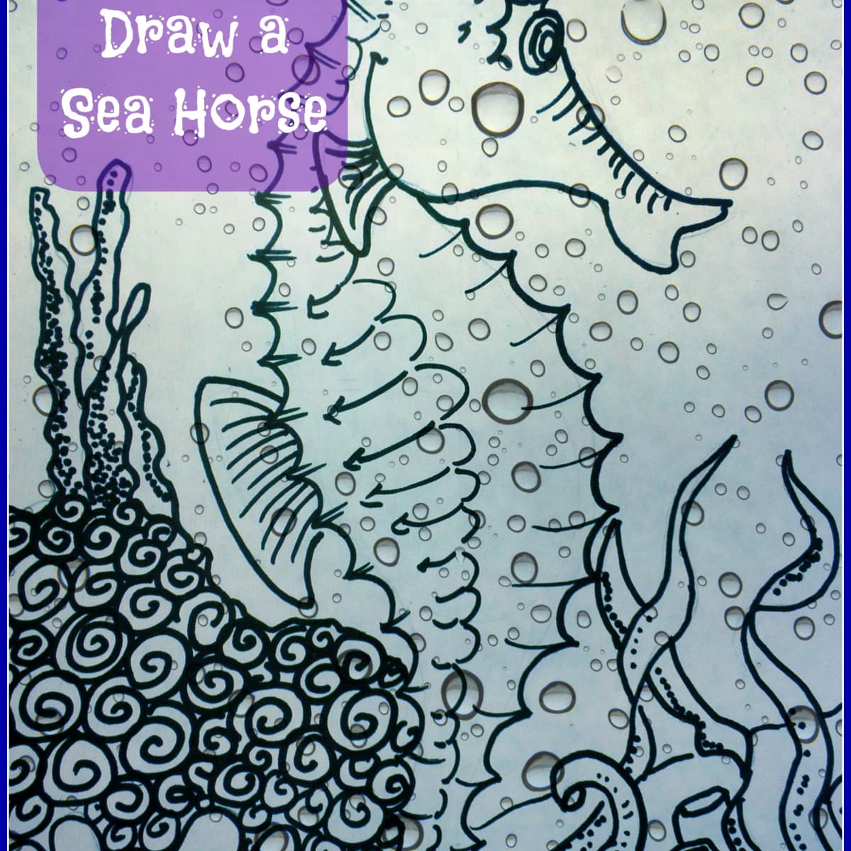 How to Draw an Easy Seahorse Tutorial, Seahorse Coloring Page