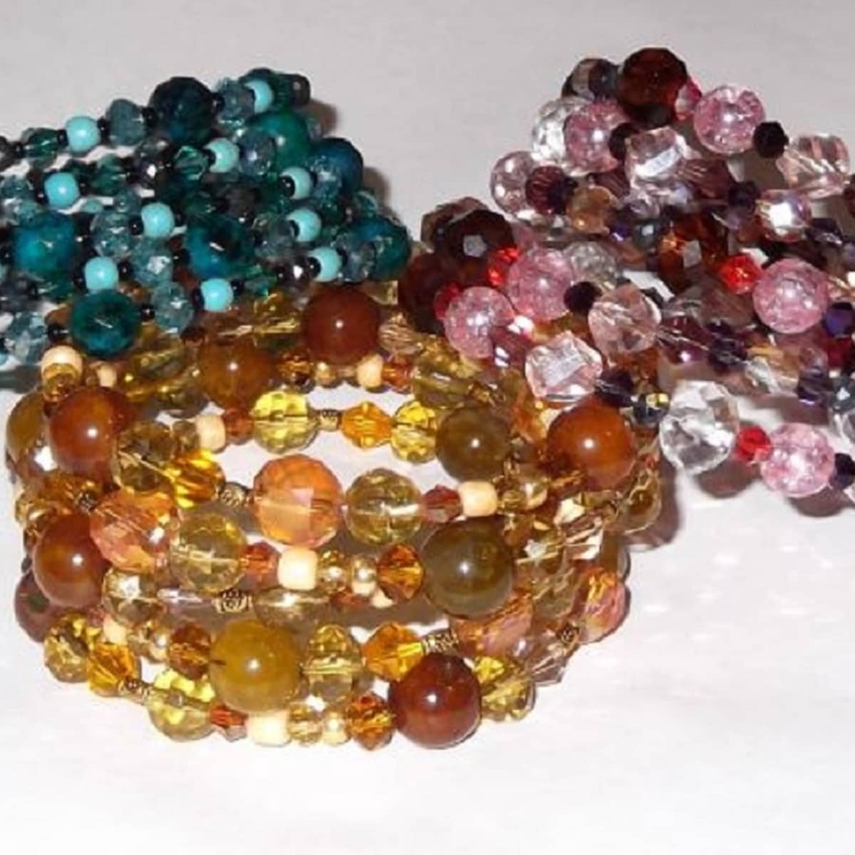 Women/'s Beaded Coil Bracelet  Glass Pearls    *267