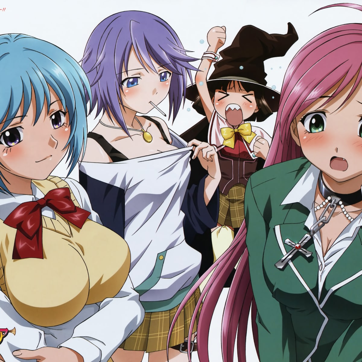 rosario vampire anime student police long hair
