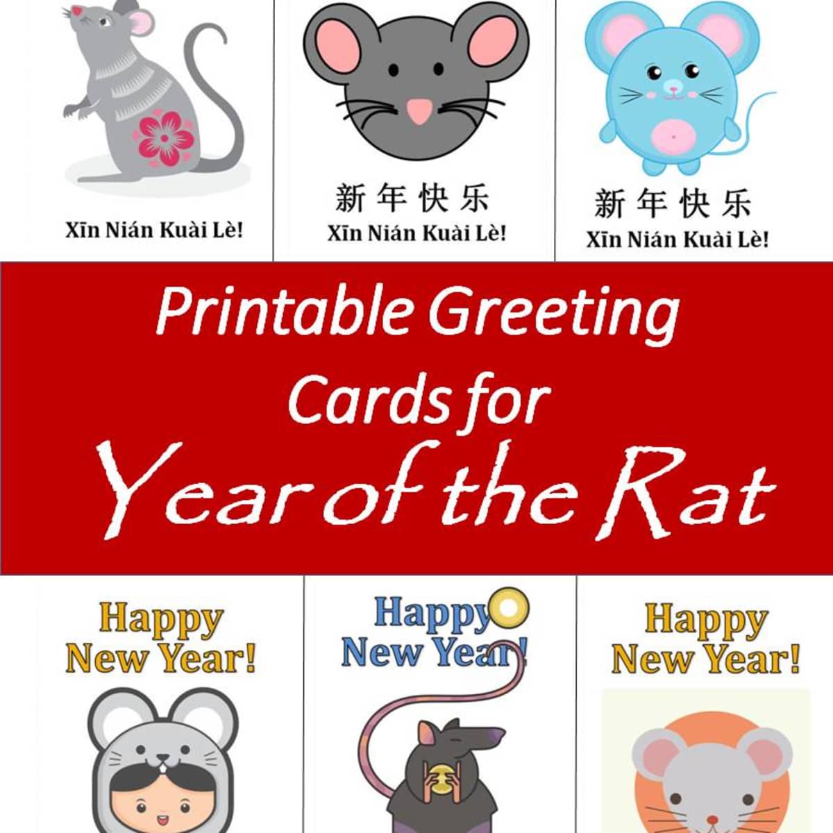 10 Printable Children's Greeting Cards for the Year of the Rat - Holidappy