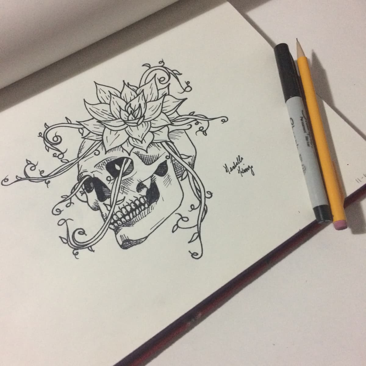 Skull and Roses  Tattoo Flash Art on Behance