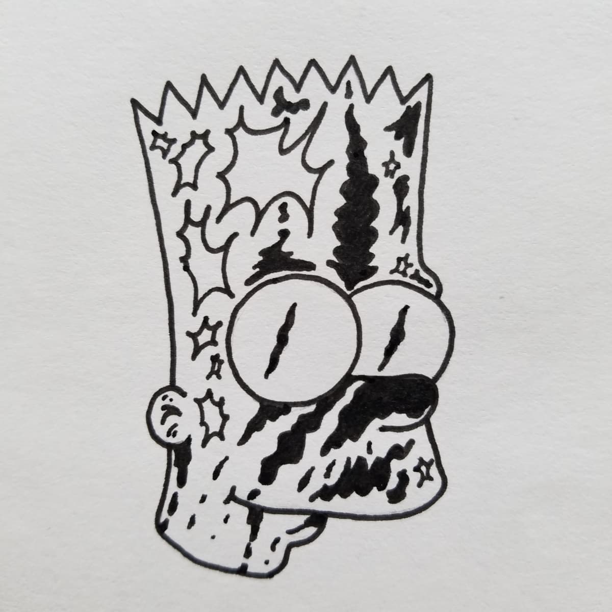 How to draw Bart Simpson sad step by step 