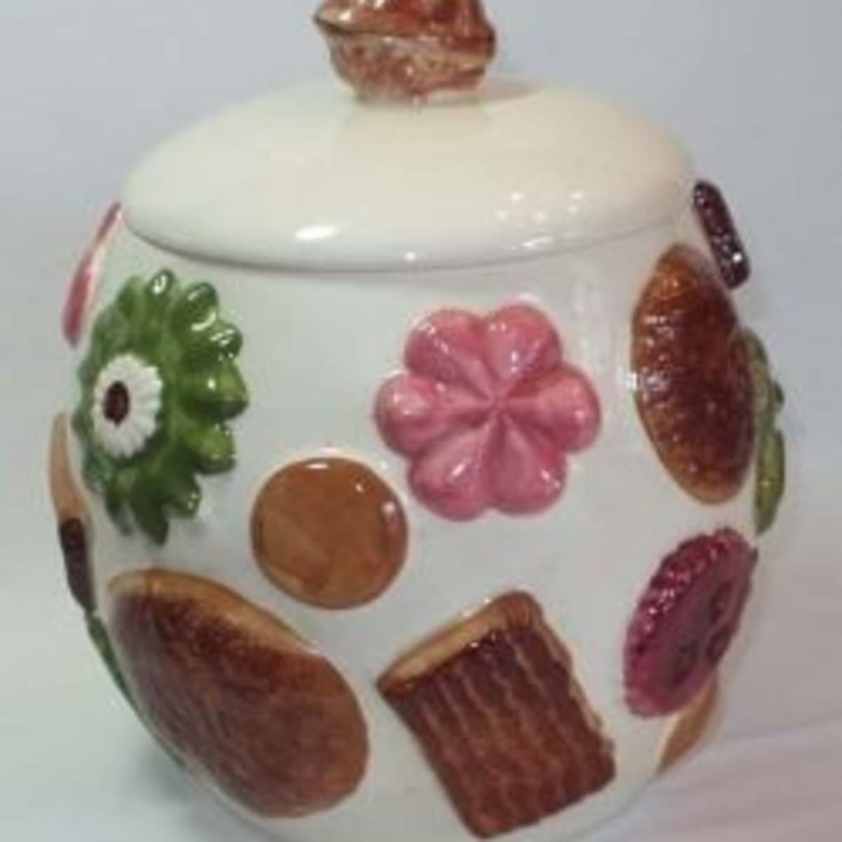 Handmade vintage ceramic holiday cookie jar