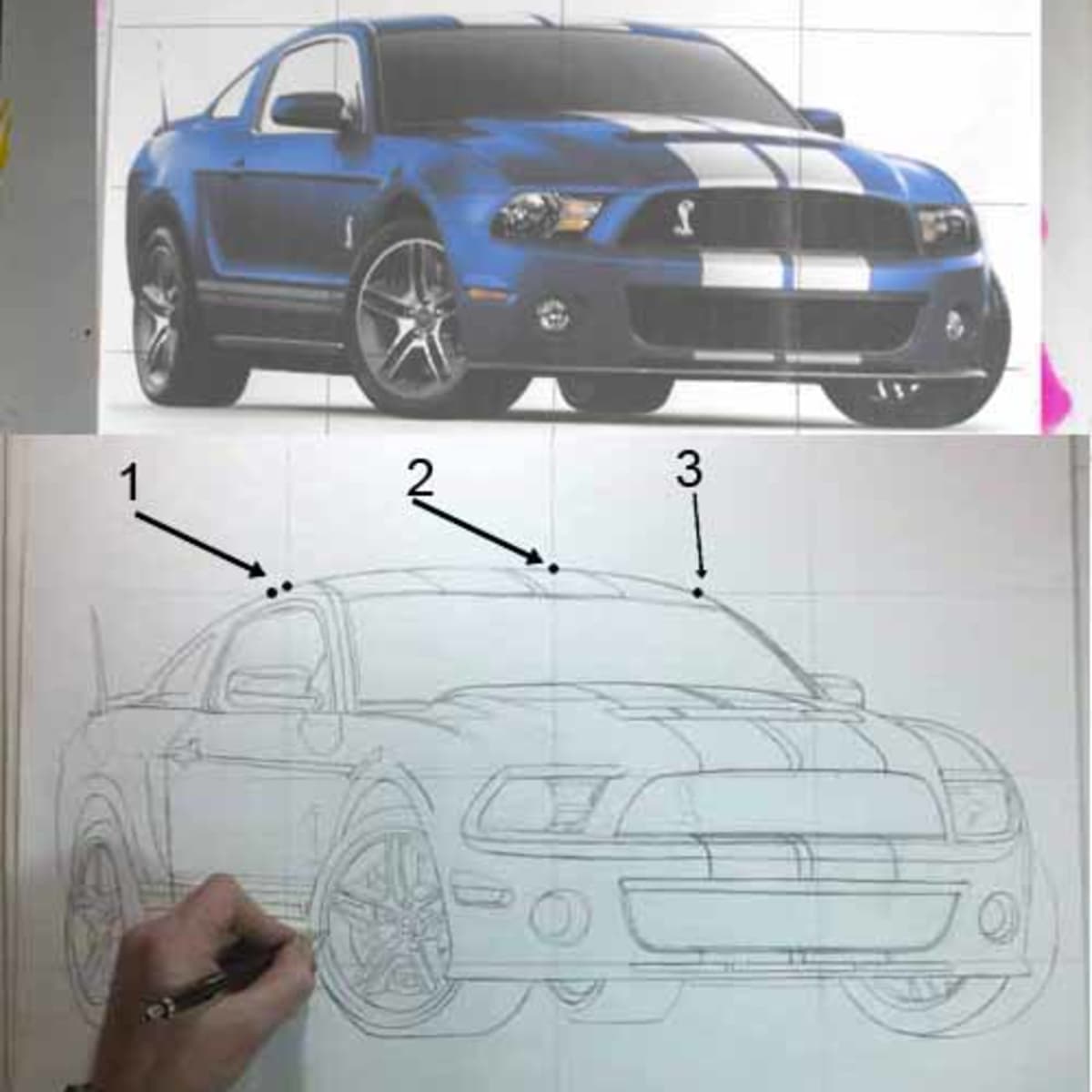 how to draw a mustang