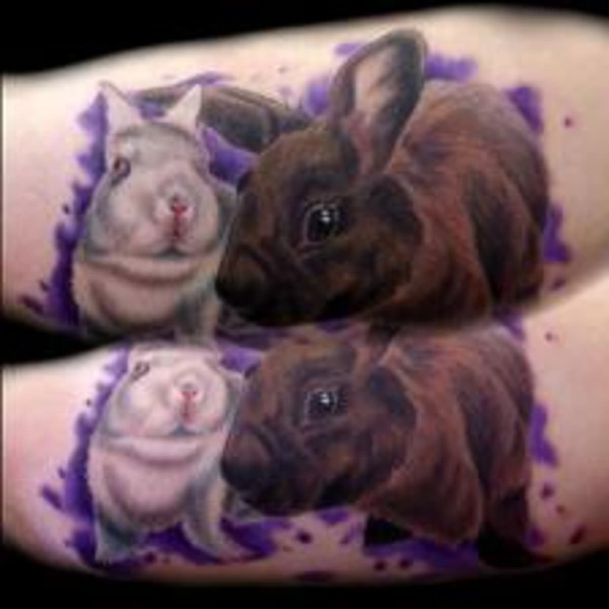 Micro-realistic style White Rabbit tattoo done on the