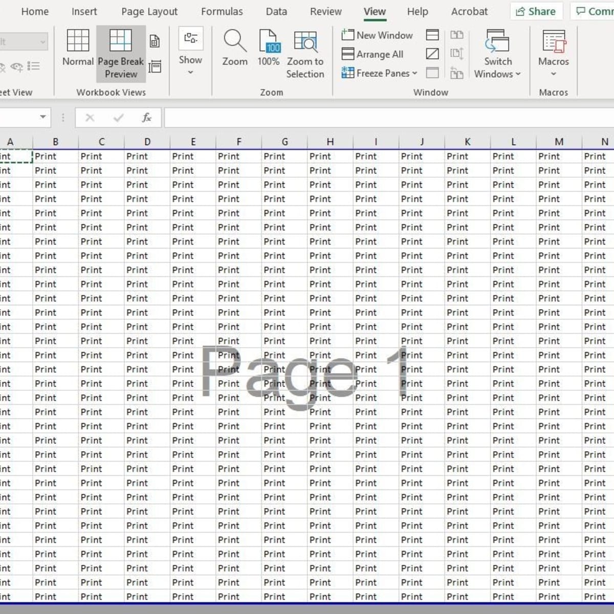 excel 2016 page break preview wont turn off