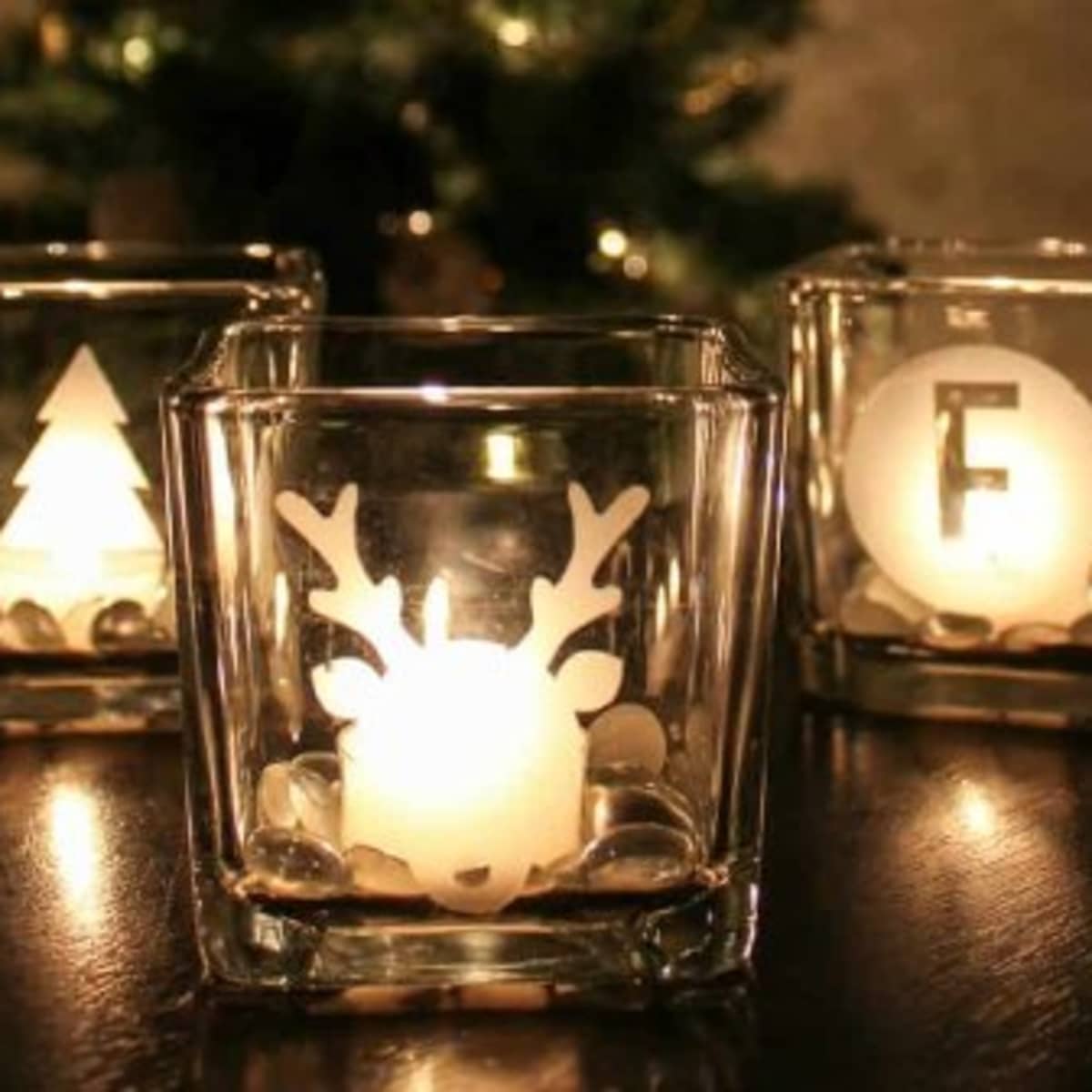 Silver Scented Candle Container Handmade Candle Glass Empty Jar Christmas  Reindeer Pattern Light Candle Cup Home Decor