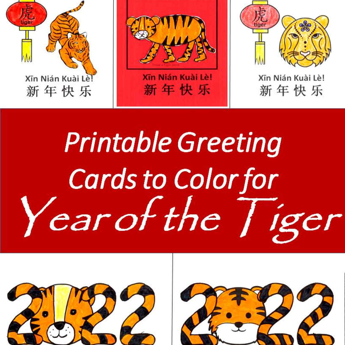 Printable Children's Craft Greeting Cards to Color for the Year of the  Tiger - Holidappy