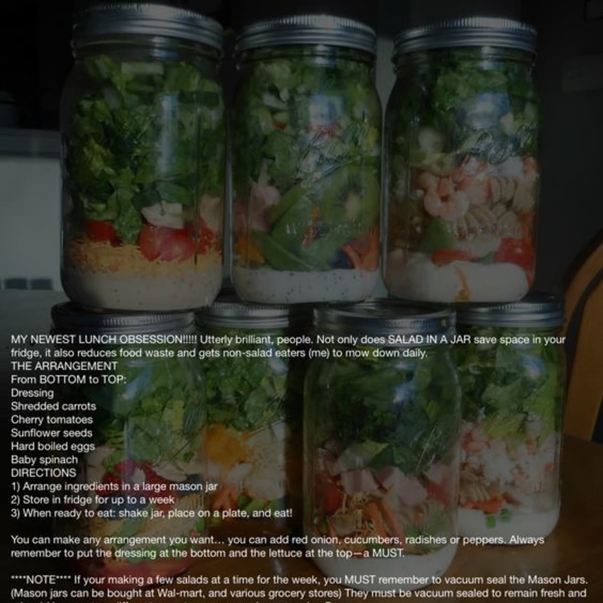 Mason jar meal: A complete meal in jars. Perfect meal prep or picnic idea!