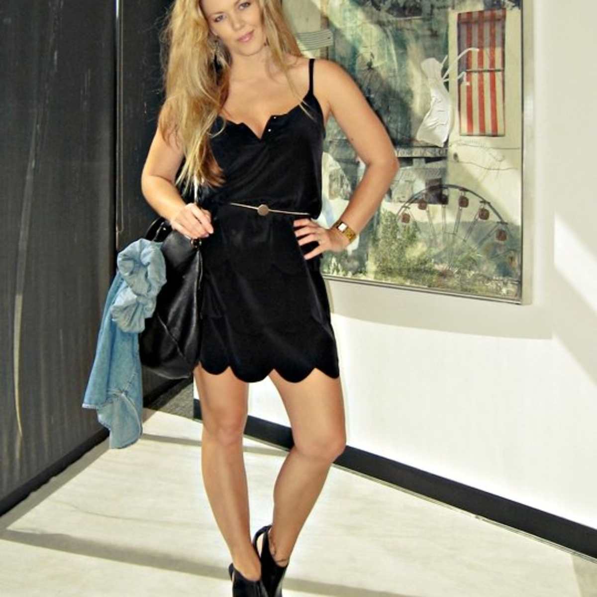 dress with black bow Satin Bow Back Pleated Skirt Mini Dress