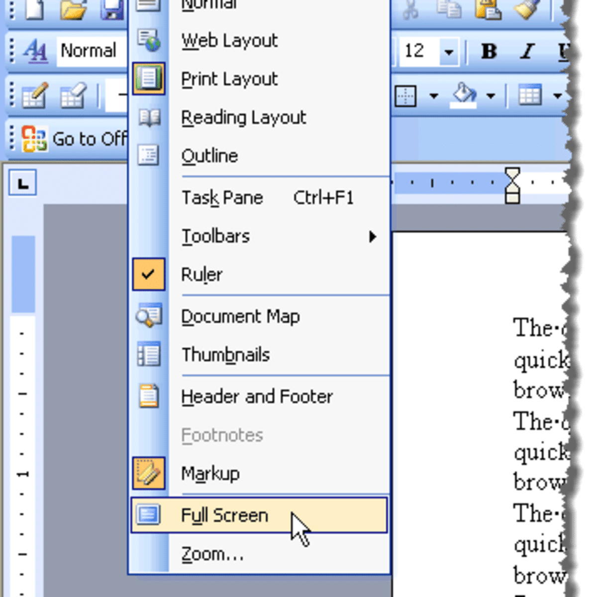 setting tabs in word 2003