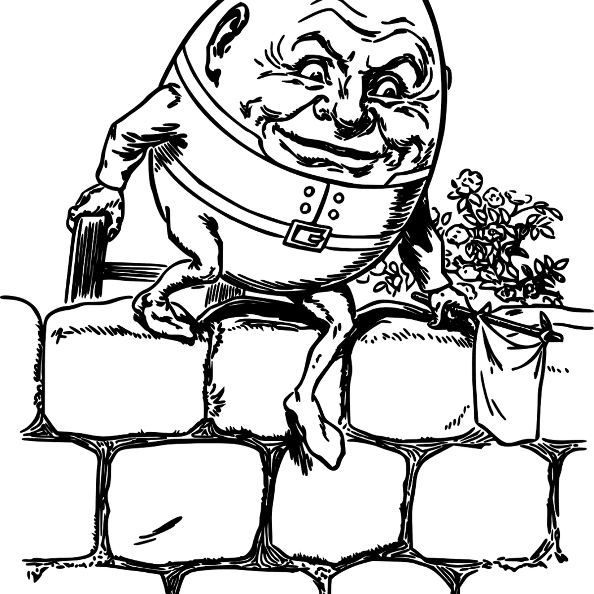 Outlined happy humpty dumpty egg Royalty Free Vector Image