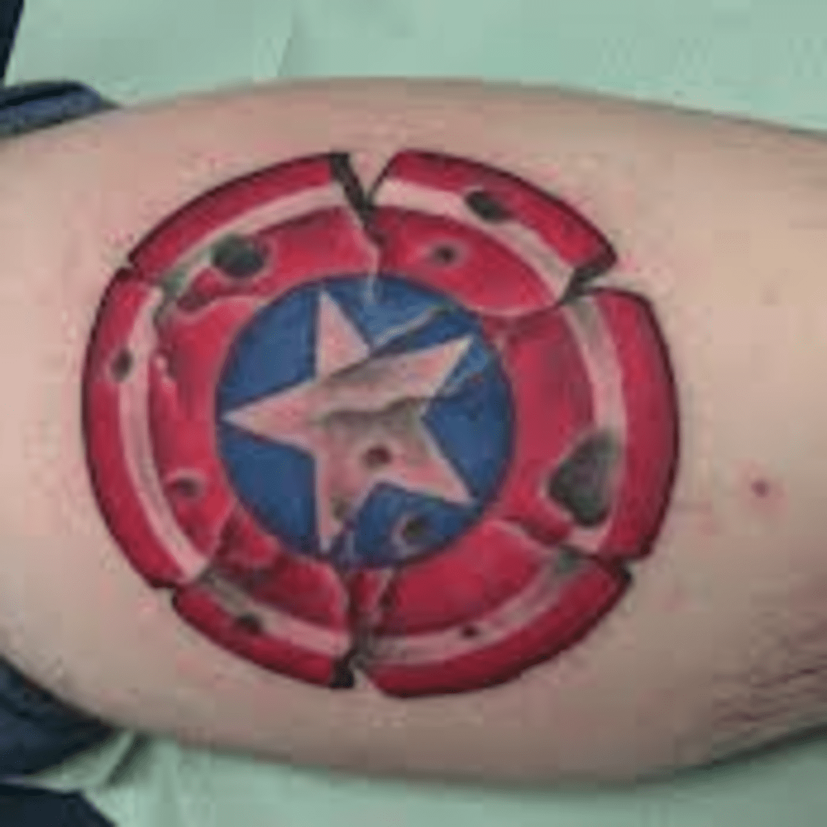 Captain America Shield Tattoo that appeared in the Avengers Movie  rtattoo