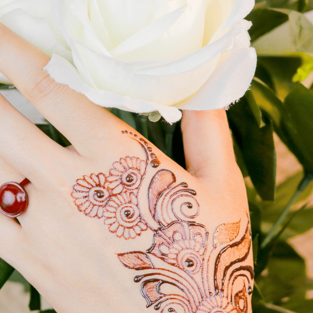 Rose Henna Flower Tattoo | New Henna Stencil from Mihenna