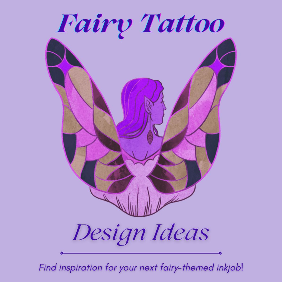 Simple Black Ink Fairy Tattoo Design