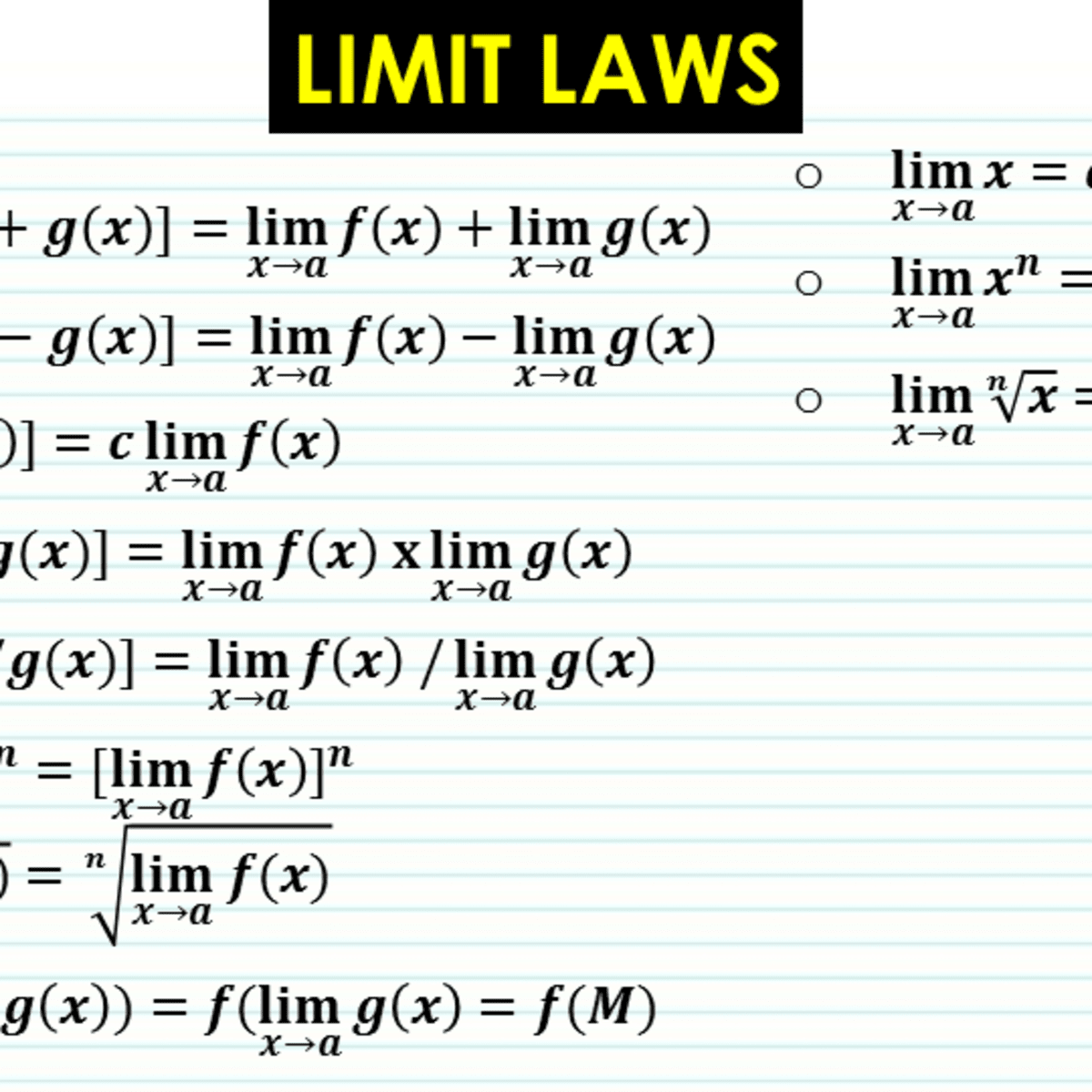 Limit Laws And Evaluating Limits Owlcation