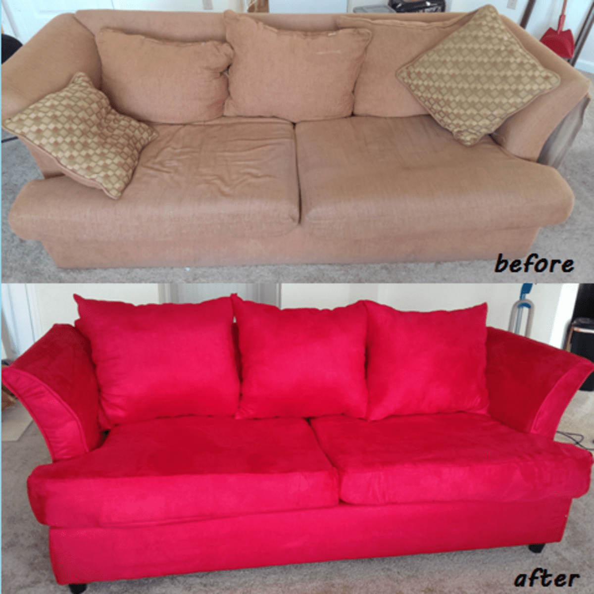 Cost to reupholster discount cushions