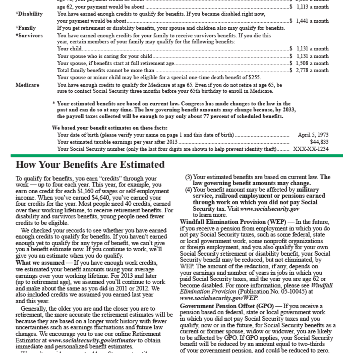 Social security retirement estimator 2025