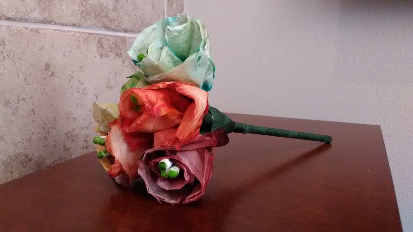 Recycled Tea Bags Tea Bag Rose Bouquet