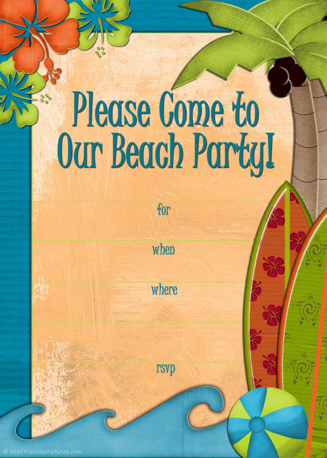 Free Printable Beach Party, Luau and BBQ Invitations Templates - HubPages