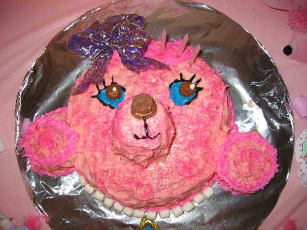 Pink poodle cake for a home party