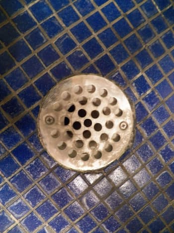 Shower Drain.  Unscrew the screws holding it in place first.  Be careful not to let screws go down the drain.