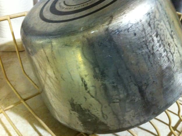 Aluminum saucepan before CLR Metal Clear