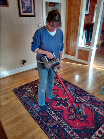 Carpet brush works effectively on carpets and hard floors.