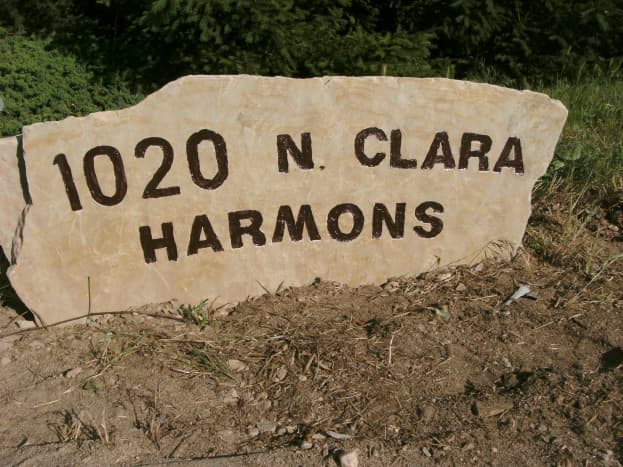 Completed stone sign, set into place