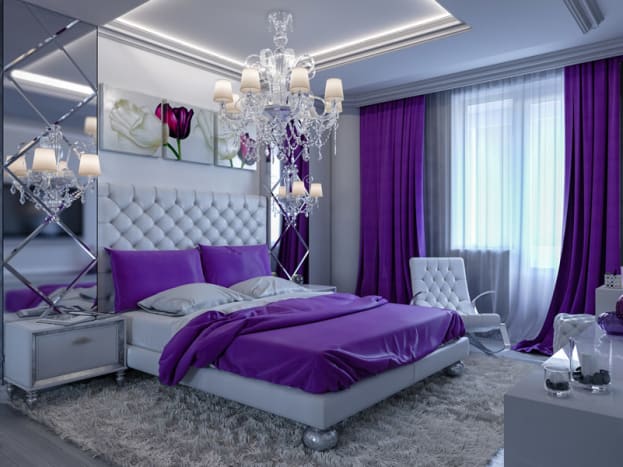Purple and Gray Bedroom