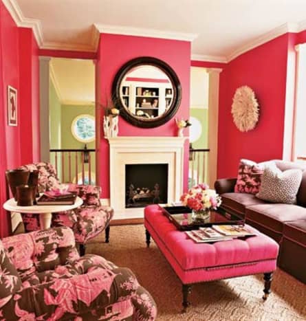Sophisticated Living Room in Pink