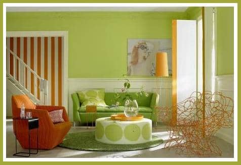 Lime green, coral, orange, and yellow. Melts together to form a perfect mix.