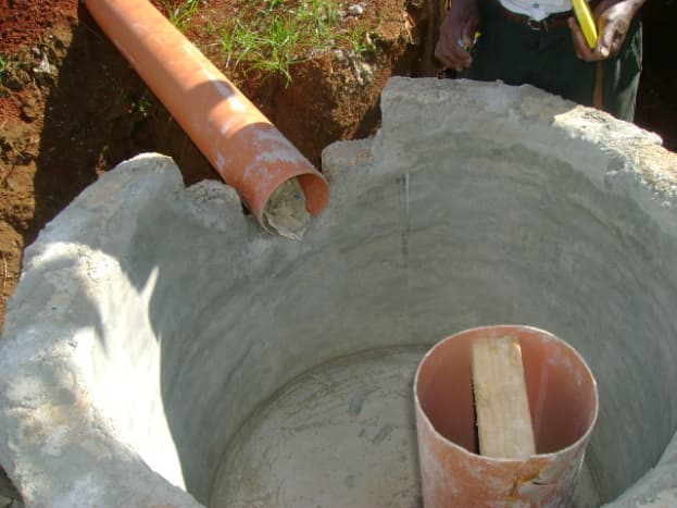 A biodigester inlet chamber under construction
