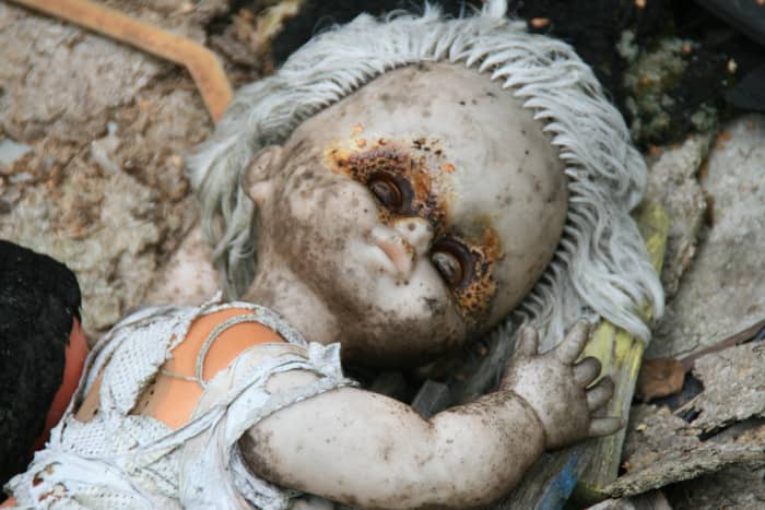 This doll was found in the Chernobyl Zone outside a kindergarten.