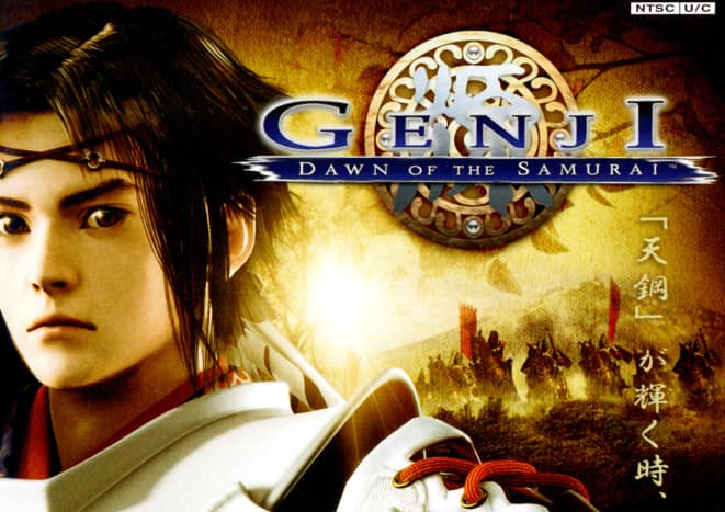 Cover design for Genji: Dawn of the Samurai, one of the most famous retro PlayStation games set in Japan.