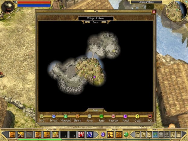 Titan Quest sports large, seamless maps made up of smaller areas connected by narrow passages.