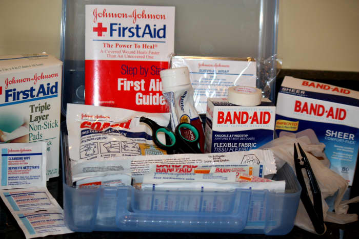 An inside look of the supplies in my first aid kit.