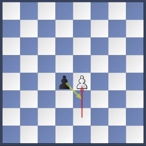 White has just moved his pawn two squares forward. The black pawn can capture it en passant.
